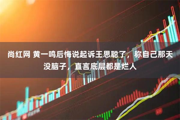 尚红网 黄一鸣后悔说起诉王思聪了，称自己那天没脑子，直言底层都是烂人